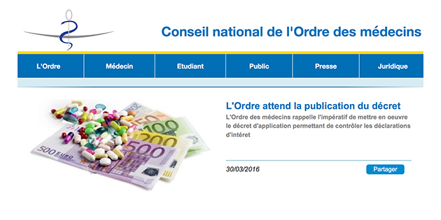Transparence : l’Ordre des médecins réclame la publication du décret d&rsquo;application de la loi de santé